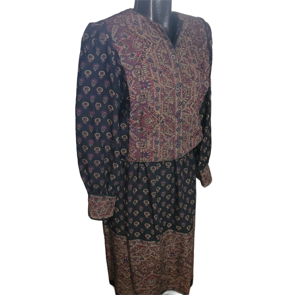 Vintage Michel Robichaud Wool Blend Paisley Print Prairie Peasant Skirt and Top - Picture 2 of 9